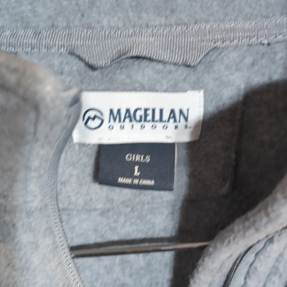 Magellan Grey Fleece Full Zip Jacket Size Girl's Large